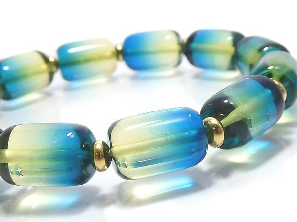 [Video][One of a kind] Blue Amber Tube Bracelet NO.6