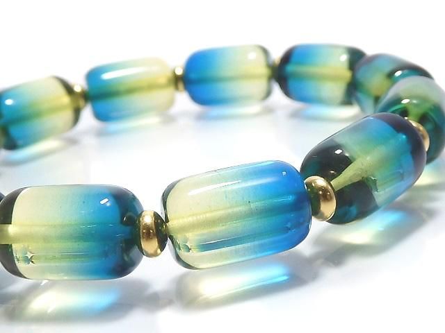 [Video][One of a kind] Blue Amber Tube Bracelet NO.6