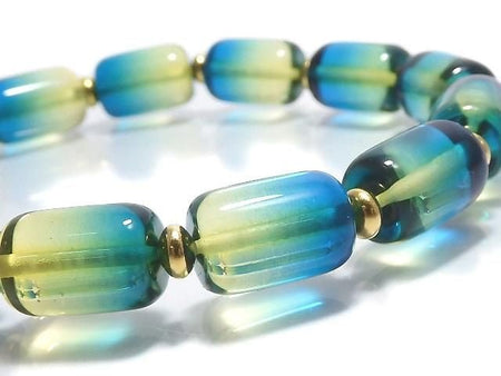 [Video][One of a kind] Blue Amber Tube Bracelet NO.7