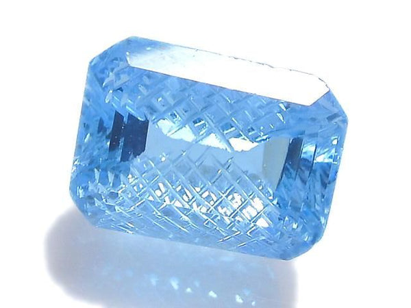 [Video][One of a kind] Swiss Blue Topaz AAA Loose stone Carved Faceted 1pc NO.3