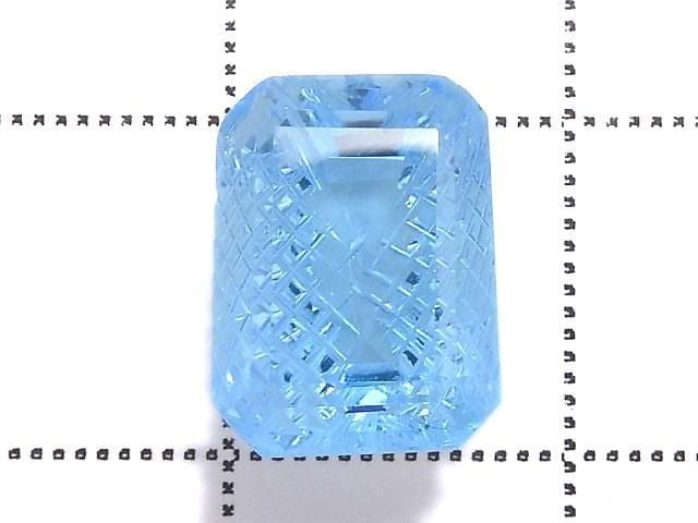 [Video][One of a kind] Swiss Blue Topaz AAA Loose stone Carved Faceted 1pc NO.3