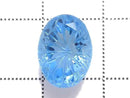 [Video][One of a kind] Swiss Blue Topaz AAA Loose stone Carved Faceted 1pc NO.4
