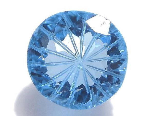 [Video][One of a kind] Swiss Blue Topaz AAA Loose stone Carved Faceted 1pc NO.10