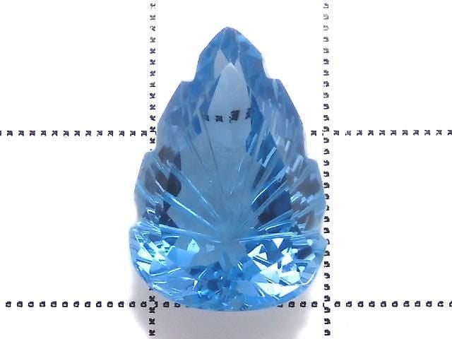 [Video][One of a kind] Swiss Blue Topaz AAA Loose stone Carved Faceted 1pc NO.12