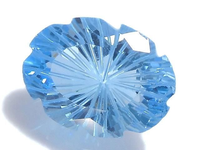 [Video][One of a kind] Swiss Blue Topaz AAA Loose stone Carved Faceted 1pc NO.13