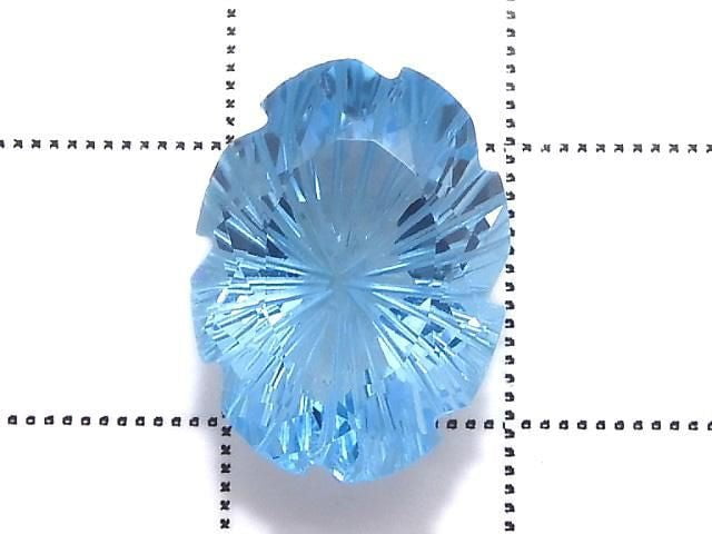 [Video][One of a kind] Swiss Blue Topaz AAA Loose stone Carved Faceted 1pc NO.13