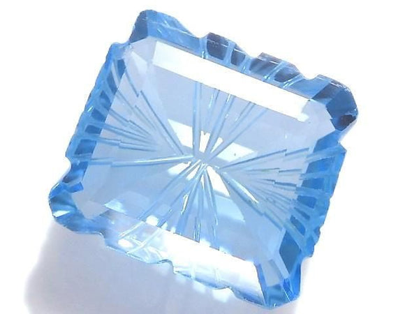 [Video][One of a kind] Swiss Blue Topaz AAA Loose stone Carved Faceted 1pc NO.14