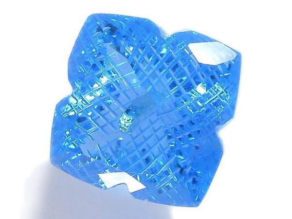 [Video][One of a kind] Swiss Blue Topaz AAA Loose stone Carved Faceted 1pc NO.15