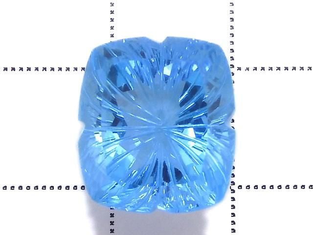 [Video][One of a kind] Swiss Blue Topaz AAA Loose stone Carved Faceted 1pc NO.16