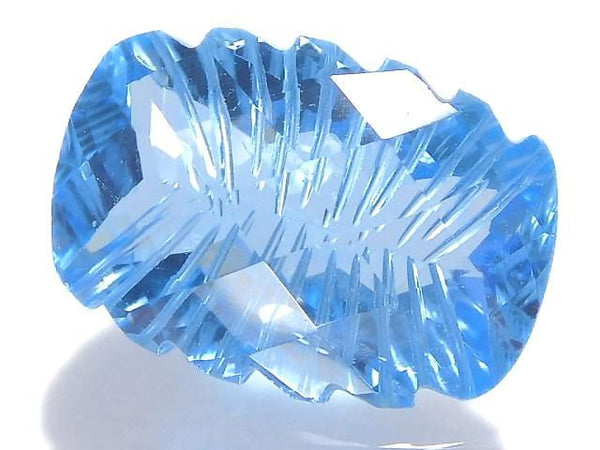 [Video][One of a kind] Swiss Blue Topaz AAA Loose stone Carved Faceted 1pc NO.17