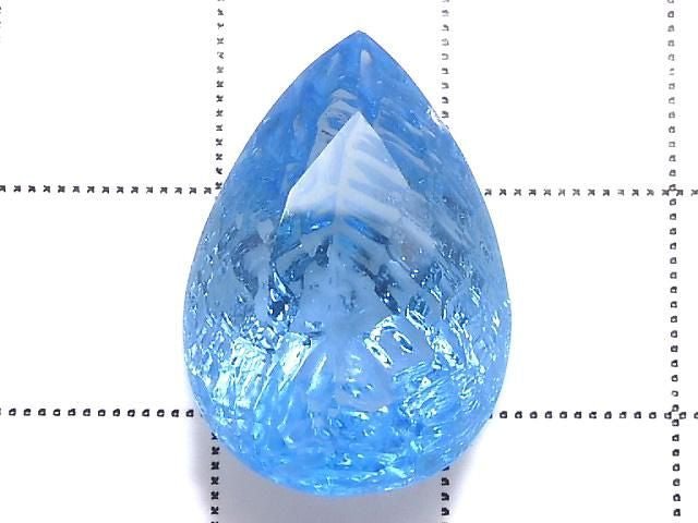[Video][One of a kind] Swiss Blue Topaz AAA Loose stone Carved Faceted 1pc NO.20