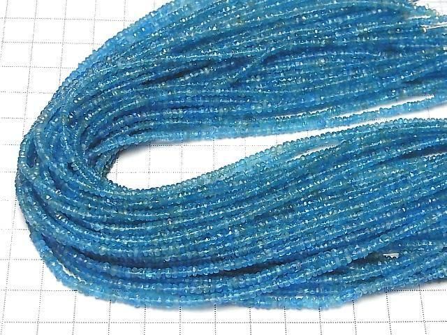 [Video] Neon Blue Apatite AA++ Faceted Button Rondelle Half or 1strand beads (approx. 12 inches/30 cm)