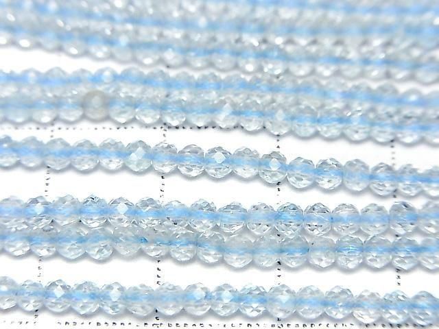 [Video] High Quality! Sky Blue Topaz AAA- Faceted Round 3mm Half or 1strand beads (approx. 12 inches/30 cm)