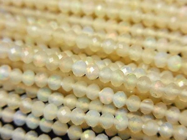 [Video] High Quality! Ethiopian Opal AA++ Faceted Button Rondelle 3x3x2mm Half or 1strand beads (approx. 12 inches/30 cm)