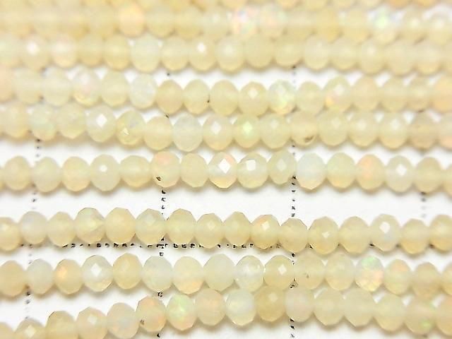 [Video] High Quality! Ethiopian Opal AA++ Faceted Button Rondelle 3x3x2mm Half or 1strand beads (approx. 12 inches/30 cm)