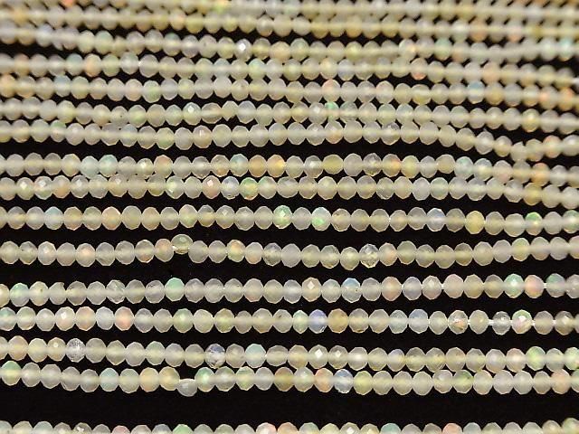 [Video] High Quality! Ethiopian Opal AA++ Faceted Button Rondelle 3x3x2mm Half or 1strand beads (approx. 12 inches/30 cm)