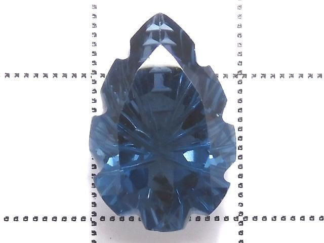 [Video][One of a kind] London Blue Topaz AAA Loose stone Carved Faceted 1pc NO.36