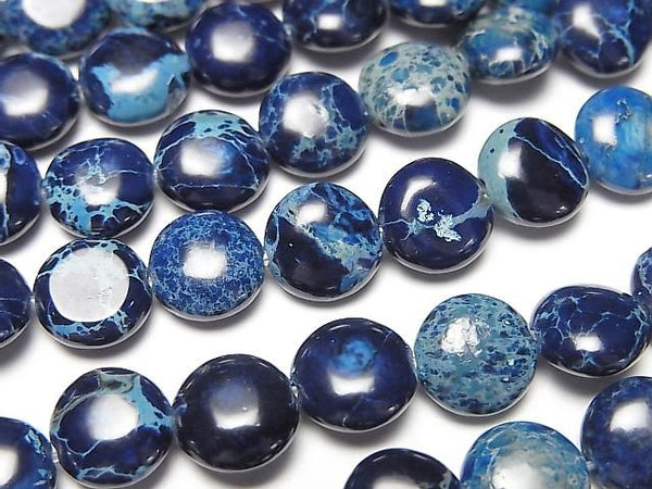 [Video] Navy Kaolinite Coin 8x8mm 1strand beads (approx. 15 inches/38 cm)