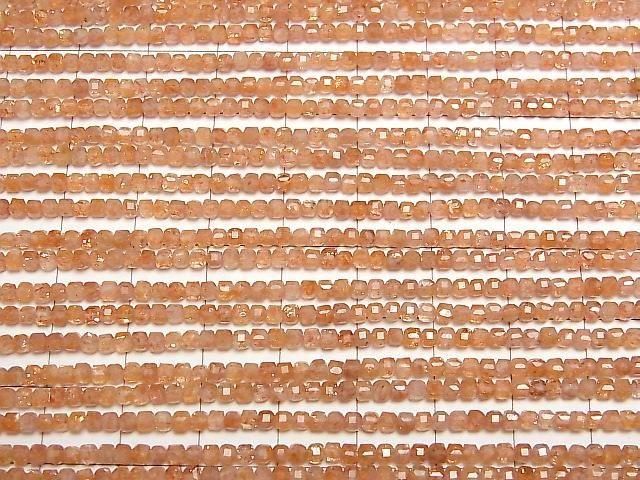 [Video] High Quality! Sunstone AAA- Cube Shape 2x2x2mm 1strand beads (aprx.15inch/37cm)