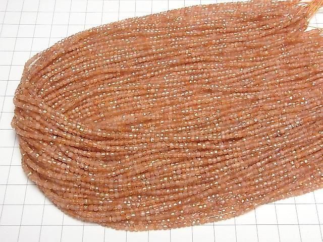 [Video] High Quality! Sunstone AAA- Cube Shape 2x2x2mm 1strand beads (aprx.15inch/37cm)