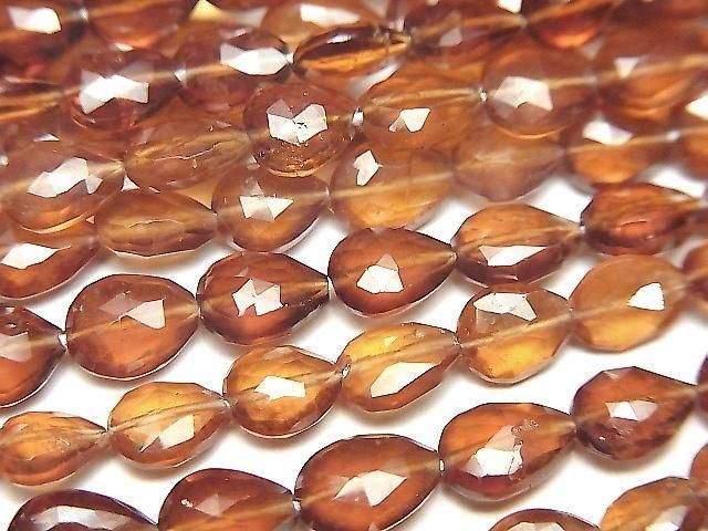[Video] High Quality Hessonite Garnet AA++ Vertical Hole Faceted Pear Shape 1strand beads (aprx.13inch/33cm)