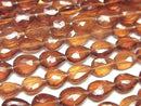 [Video] High Quality Hessonite Garnet AA++ Vertical Hole Faceted Pear Shape 1strand beads (aprx.13inch/33cm)