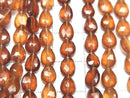 [Video] High Quality Hessonite Garnet AA++ Vertical Hole Faceted Pear Shape 1strand beads (aprx.13inch/33cm)