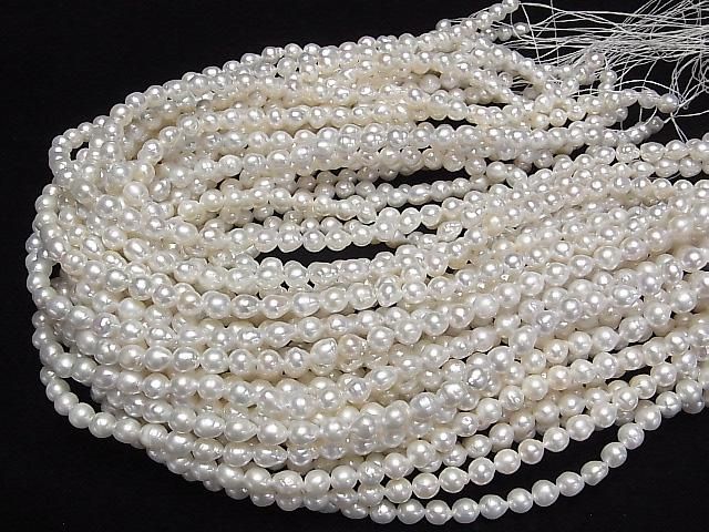 [Video] Fresh Water Pearl AA+ Natural Drop-Rice 6-7mm White 1strand beads (approx. 14 inches/35 cm)