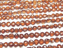 [Video] High Quality Hessonite Garnet AA++ Vertical Hole Chestnut Shape 1strand beads (aprx.13inch/33cm)