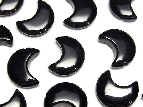 [Video] Onyx Moon Motif 15x12mm [Half Drilled Hole] 3pcs