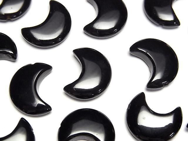 [Video] Onyx Moon Motif 15x12mm [Half Drilled Hole] 3pcs