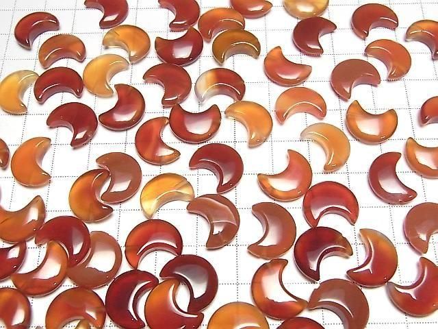 [Video] Carnelian Moon Motif 15x12mm [Half Drilled Hole] 3pcs