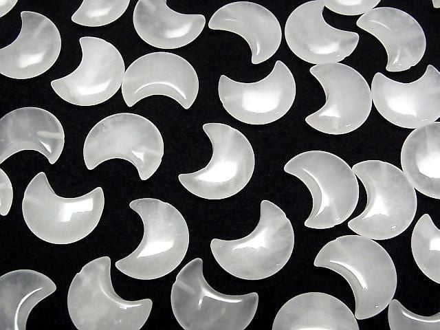 [Video] White Jade Moon Motif 15x12mm [Half Drilled Hole] 4pcs