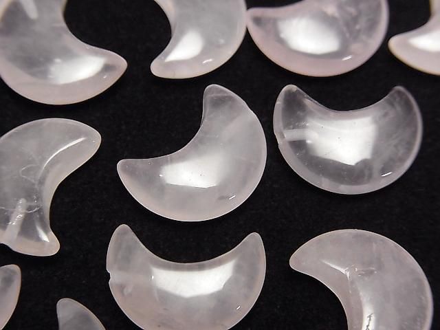 [Video] Rose Quartz AA++ Moon Motif 15x12mm [Half Drilled Hole] 4pcs