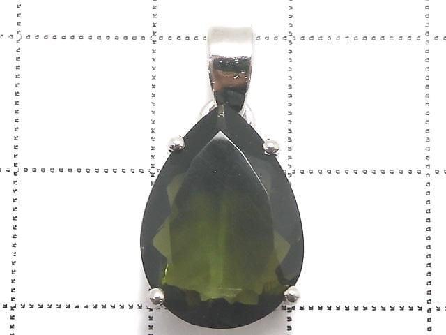 [Video][One of a kind] Moldavite AAA Faceted Pendant Silver925 NO.123