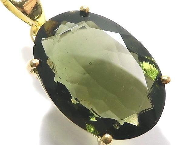 [Video][One of a kind] Moldavite AAA Faceted Pendant 18KGP NO.137