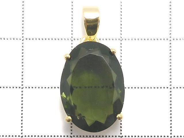 [Video][One of a kind] Moldavite AAA Faceted Pendant 18KGP NO.137