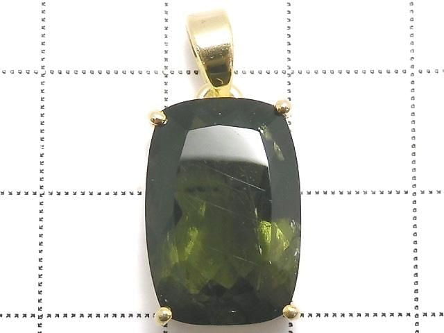 [Video][One of a kind] Moldavite AAA Faceted Pendant 18KGP NO.138