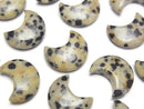 [Video] Dalmatian Jasper Moon Motif 15x12mm [Half Drilled Hole] 4pcs