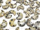[Video] Dalmatian Jasper Moon Motif 15x12mm [Half Drilled Hole] 4pcs