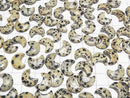 [Video] Dalmatian Jasper Moon Motif 15x12mm [Half Drilled Hole] 4pcs