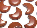 [Video] Red Jasper Moon Motif 15x12mm [Half Drilled Hole] 4pcs