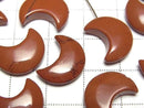 [Video] Red Jasper Moon Motif 15x12mm [Half Drilled Hole] 4pcs