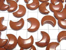 [Video] Red Jasper Moon Motif 15x12mm [Half Drilled Hole] 4pcs