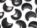 [Video] Black-Rainbow Obsidian Moon Motif 15x12mm [Half Drilled Hole] 4pcs