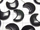 [Video] Black-Rainbow Obsidian Moon Motif 15x12mm [Half Drilled Hole] 4pcs