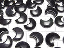 [Video] Black-Rainbow Obsidian Moon Motif 15x12mm [Half Drilled Hole] 4pcs