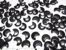 [Video] Black-Rainbow Obsidian Moon Motif 15x12mm [Half Drilled Hole] 4pcs
