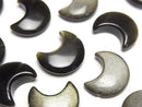 [Video] Golden Obsidian Moon Motif 15x12mm [Half Drilled Hole] 4pcs