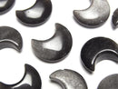 [Video] Silver Obsidian Moon Motif 15x12mm [Half Drilled Hole] 4pcs
